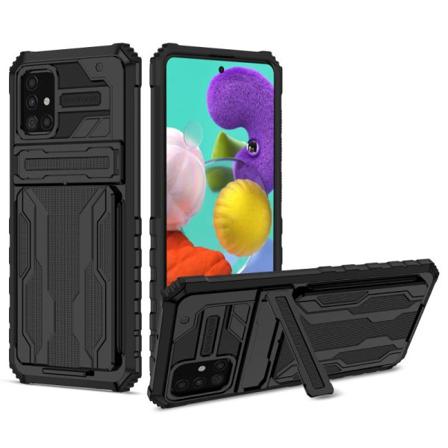 Samsung A51 4g Stöttåligt Skal Kickstand & Kortfack Thinarmor V3 Svart