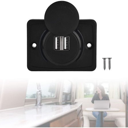 USB-billaddare, 2 portars dubbel USB-uttagsadapter, 3,1A 12V USB vattentät LED-laddningspanel för husbil