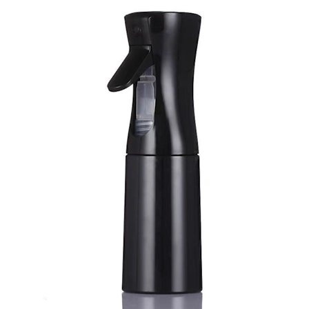 Hårsprayflaske, kontinuerlig spray (tom), til udredning om morgenen, styling, pleje af planter, kæledyr og rengøring - 200 ml (sort)