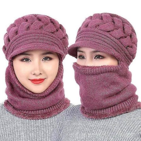 Hue Dame Vinterhuer Halstørklæde Maske Midaldrende Gammel Varm Ørevarmer Hue Mor Gave