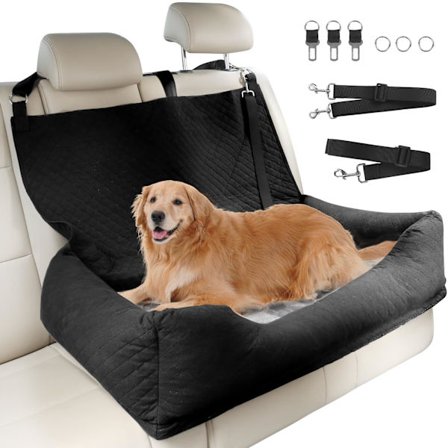Hundebeskyttelse til bil, hundekurv til bil og autostol til hunde - Sikker hængekøje med pude til biltransport, bagtilbehør og hundebilstol