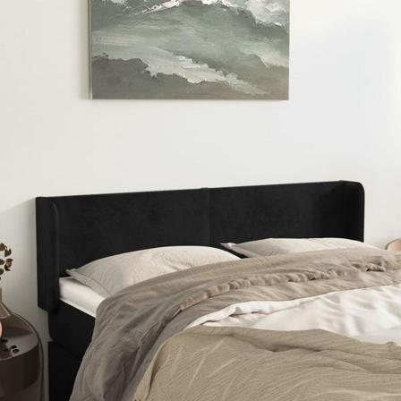 Vidaxl Huvudgavel Med Kanter Svart 147x16x78/88 Cm Sammet Svart