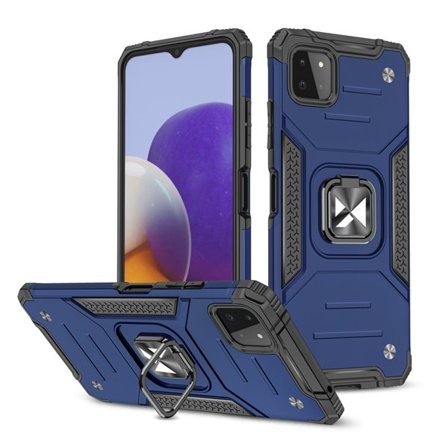 Wozinsky Ring Armor Case Kickstand Tough Rugged Cover for Samsung Galaxy A22 4G blå