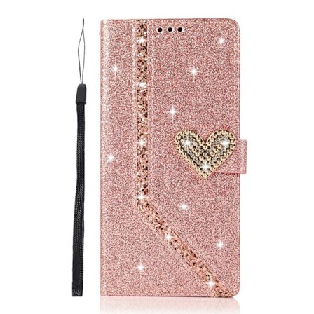 Etui til iPhone 13PRO Rose Gold Love Hijab Glitter Lommebok med Kortholder