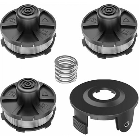 Pakke med 3 gresstrimmer spoler, 1 x spoledeksel, 1 x gresstrimmer