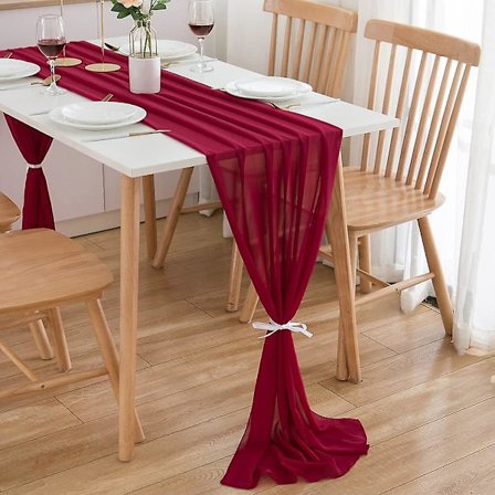 (rød, 300 X 70 Cm juledekorasjon chiffon bordløper bryllupsbord dekorasjon juledekorasjon