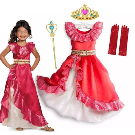 Disney tecknad Elena of Avalor Cosplay-dräkt för liten flickas födelsedagspresent Prinsessa Elena Klänning Barn Halloween-förklädnad dress set A 11-