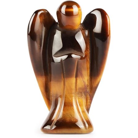 2" Tiger Eye Krystall Engel Statue Naturlig Edelsten Helbredende Krystaller Engel Figurer Lomme Vernehengel Steiner For Din Kjærlighet Bønn 