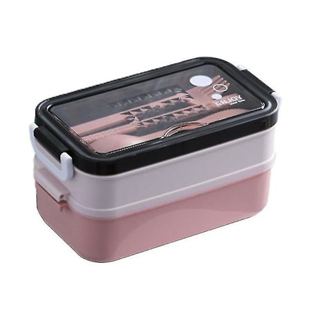 Dubbellagers Isolerad Lunchlåda med Bestickuppsättning Värmebevarande Behållare