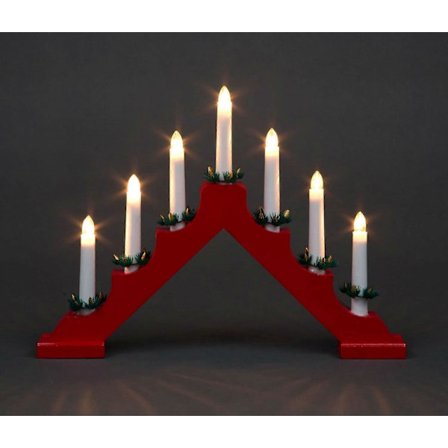 QQ-Traditionel Forbelyst Lysestage med 7 LED-lamper, Netdrevet Vindues Juletræsbordslampe