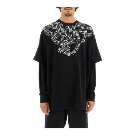Marcelo Burlon, snake wings double t-shirt Zwart, Heren, Maat:M