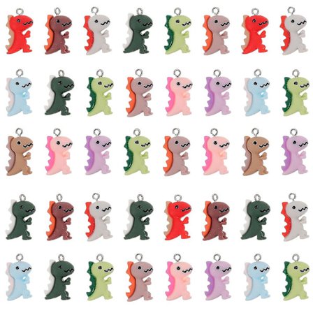 50 stk Dinosaur Charms Resin Smykkefremstilling Funn Anheng Dinosaur Ornamenter