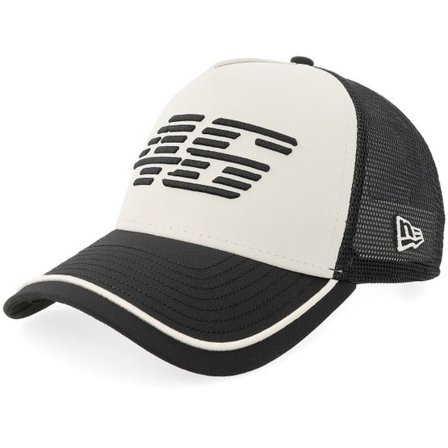 New Era - Motor Svart trucker Keps - VR46 Recycled Stripe White/Black A-frame Trucker @ Hatstore