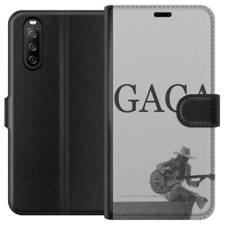 Kompatibel Tegnebogsetui til Sony Xperia 10 III Stitch omgivet af blåbær med sød kawaii-stil teddybjørn