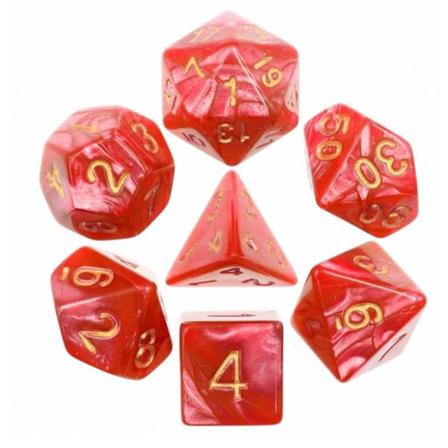 7 St Tärningar Rollspel Red Pearl (gold Font)