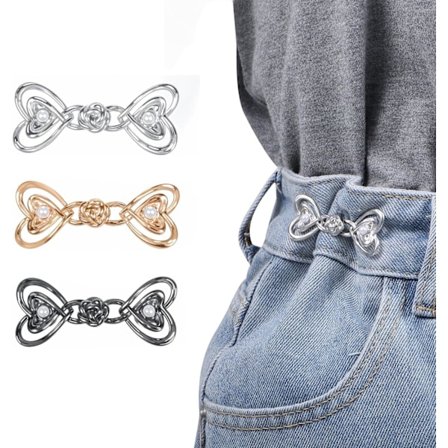 3 Sæt Justerbare Knapper til Løse Jeans Bukser Talje Strammer Aftagelige Krystal Bukseclips Ingen Syning Pasform Knappenåle Gør Jeans Taljen Mindre 