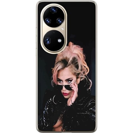 Kompatibelt Mobildeksel til Huawei P50 Pro Lady Gaga portrett med solbriller og dramatisk sminke i mørk glamorøs stil