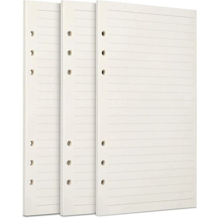 NA/A6 Refill-papir, 3 pakker 100GSM tykt refill-papir 6-hullers refill Indsæt papir 135 ark (270 sider)