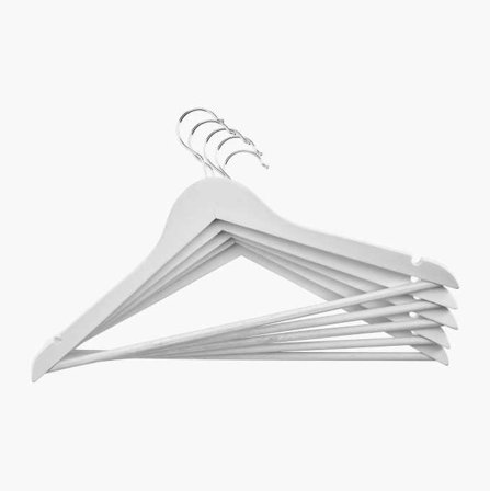 Biltema - Kleshenger av tre hvit 5-pakning