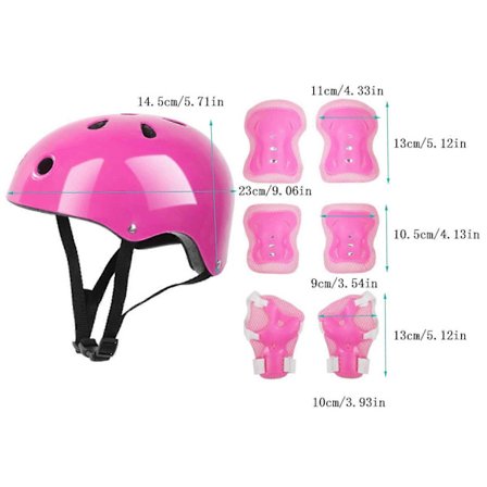 Rött 7 st/set Barnhjälm Knäskydd Armbågsskydd Cykling Skate Cykel Skydd