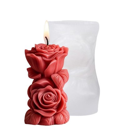 3D Rose Cylinder Silikone Lysforme til Epoxy Resin Fremstilling af Lys Sæbe Gips Silikoneforme til Boligindretning Multicolor[D]