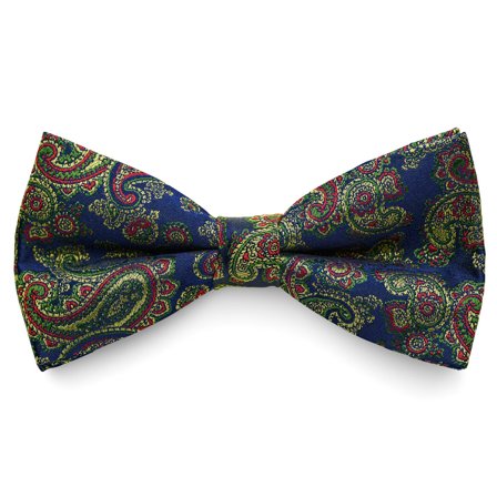 Colourful LIGHT BLUE PAISLEY Pattern Silk Pre-Tied Bow tie for Men - Pre-tied bow ties