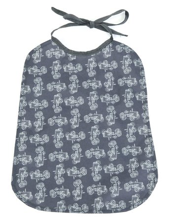 Smallstuff Eating Bib, Large, Dark Grey Tractor - Blue - ONE SIZE 15 cm