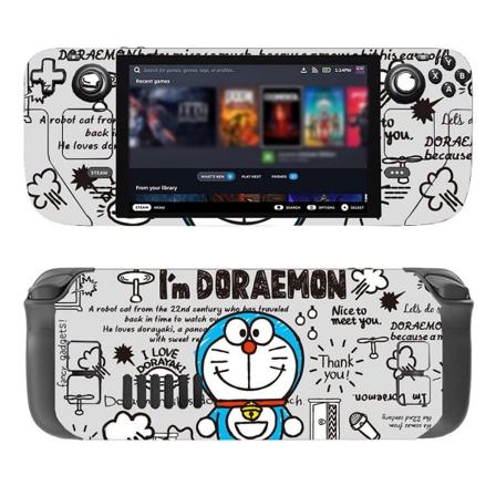 Steam Deck -tarrat, Doraemon, söpöt animetarrat, pelikonsolitarrat, koko vartalon tarrat, naarmuuntumattomat ja pölytiiviit (LCD-näyttö, harmaa) 