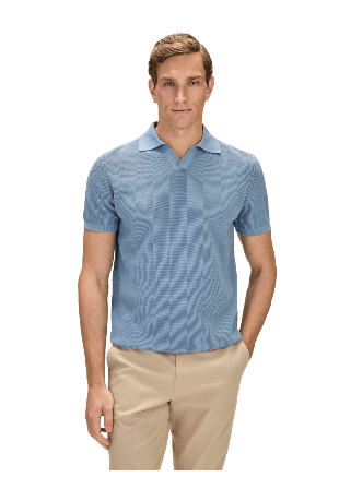 John Henric Cotton Texture Knitted Ss Polo Sweater (pascal) Tröjor Herr Blå XXL