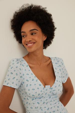 NA-KD Boho Robe mi-longue en coton à armatures - Robes courtes - Flower - EU 44