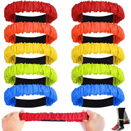 10 stk. 3-benede løbebånd - Udendørs legetøj - Farverige 3-benede løbebånd - Elastiske 3-benede løbebånd - Med magisk lim - Til stafet