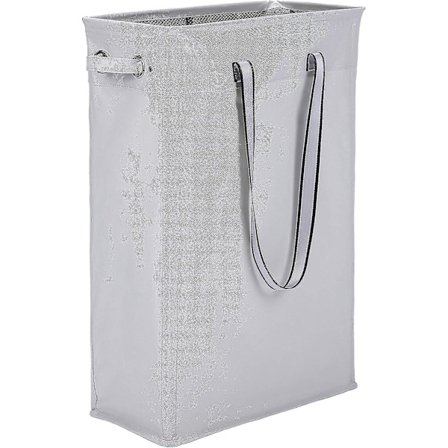 Kangaskori, 60 cm kätevä riippuva pyykkikori, korkea ja kapea pyykkikori, vedenpitävä pyykkipussi hengittävällä verkkokannella, harmaa