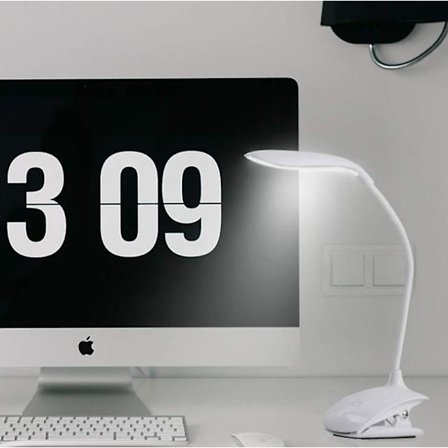 Læselampe, Børnebordlampe, USB Genopladelig Klips-på Læselampe, 3 Justerbare Farvetemperaturer og Lysstyrke til Seng, Barn, Læsning