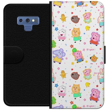 Kompatibel Tegnebogsetui til Samsung Galaxy Note9 Farverige tegneserie dyrekarakterer i en legende stil med stjerner og prikker på en lys baggrund