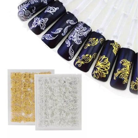 6 ark klistermærker Sølv / Guld negle dekorationer