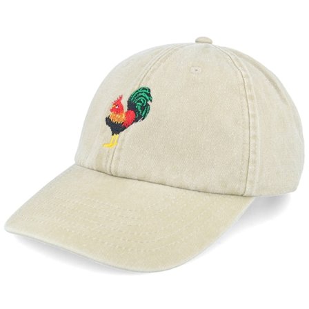 Wild Spirit - Beige unconstructed Casquette - Rooster Embroidery Khaki Dad Cap @ Hatstore
