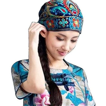 Broderet Blomst Turban Hat Boho Stil Pandebånd Hat