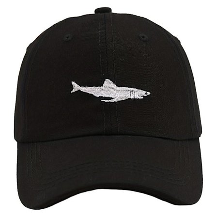 Suosittu sarjakuva pesty brodeerattu hai baseball-lippalakki hattu(musta)