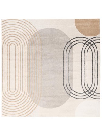 Géometrique Amphi Tapis - Beige/Jaune 200X200 Dans Un Style Moderne