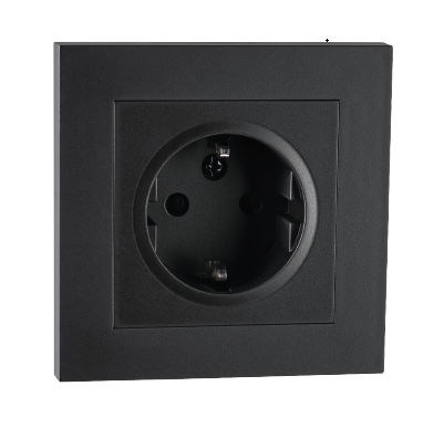 SG Enkel Stikkontakt Innfelt Sort m/j