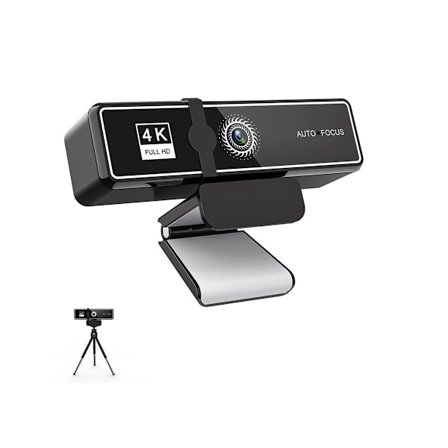 W9 Pro 4K HD USB Webbkamera med Inbyggd Mikrofon & Sekretesskydd, Inkluderar 32GTF Kort