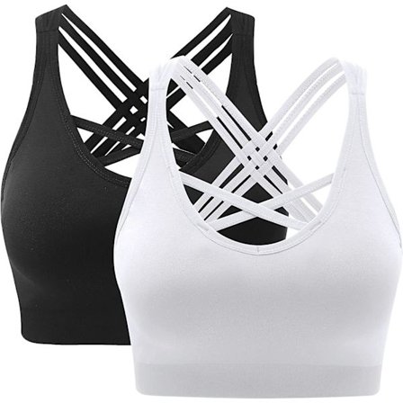 Polstret Sports-BH Uden Bøjle Medium Støtte Yoga BH Unik Krydsryg med Stropper Til Fitness Yoga