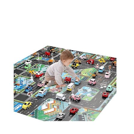 Lasten leikkimatto Opettavainen tie- ja liikennematto