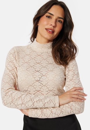 BUBBLEROOM-Turtleneck Lace Top-XS