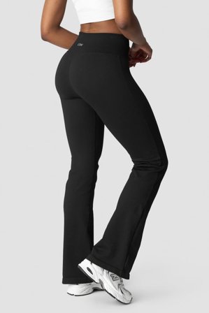 ICANIWILL - Ribbed Define Seamless Flared Tights Black - Treningstights - Dame - ICIW