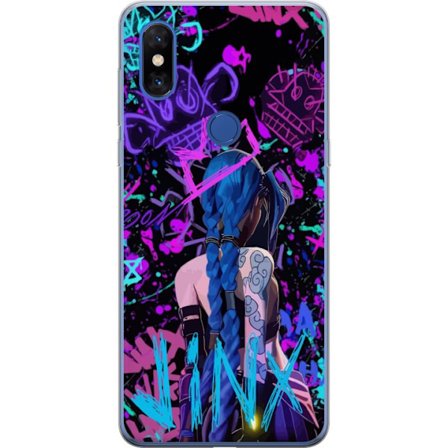 Kompatibel Mobilcover til Xiaomi Xiaomi Mi Mix 3 Farverig graffiti illustration med en karakter med blåt hår i en urban street art stil
