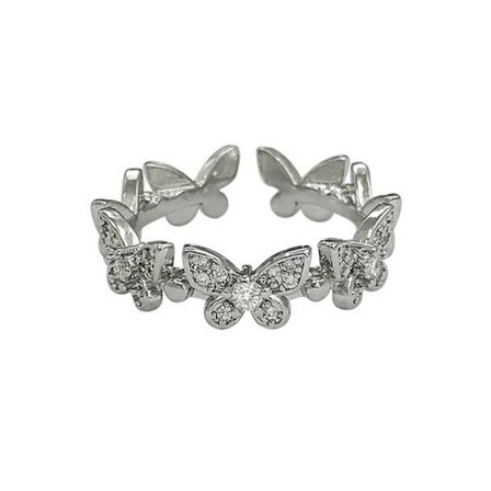 Mode fjärilsringar Shiny Crystal Zircon Öppning Justerbar