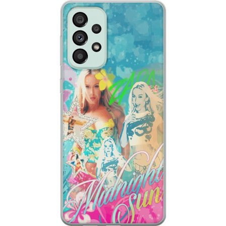 Yhteensopiva Puhelinkuori Samsung Galaxy A73 5G Seikkailumaailma Steve, Creeper ja eläimillä värikkäässä palikkagrafiikassa