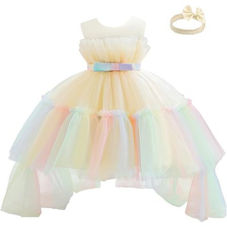 Flickklänning i tyll för flickor, utan ärmar