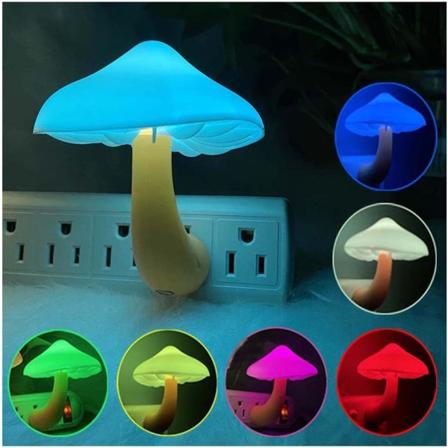 [1 Pakke] Plug-in LED Sopp Nattlys med Skumring til Daggry Sensor